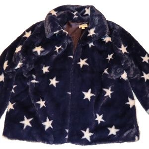 navy and white star fuzzy jacket